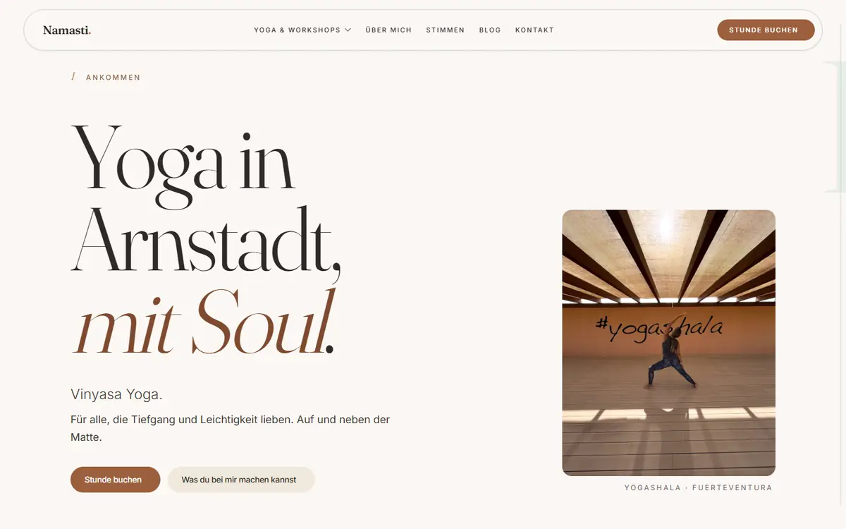 Startseite yoga-arnstadt.de — Namasti Yoga, Vinyasa-Yogastudio in Arnstadt