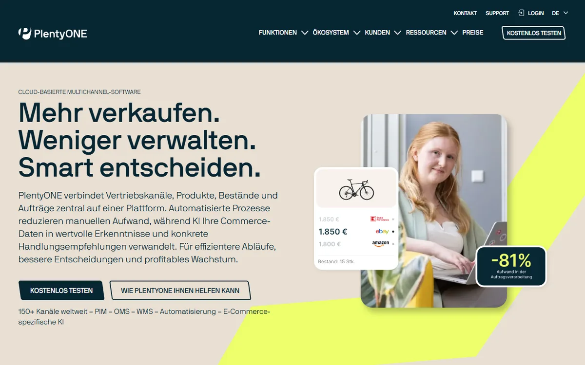 Startseite plentyone.com — Website-Betreuung mit SEO- und GEO-Schwerpunkt durch adfera