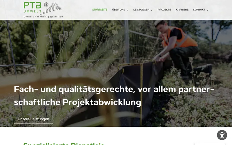 ptb-umwelt.de — Live-Screenshot