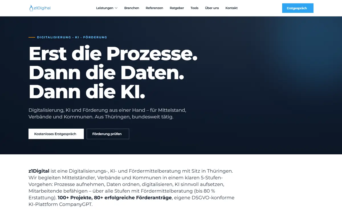 Startseite z1digital.de — Digitalisierungsberatung aus Erfurt