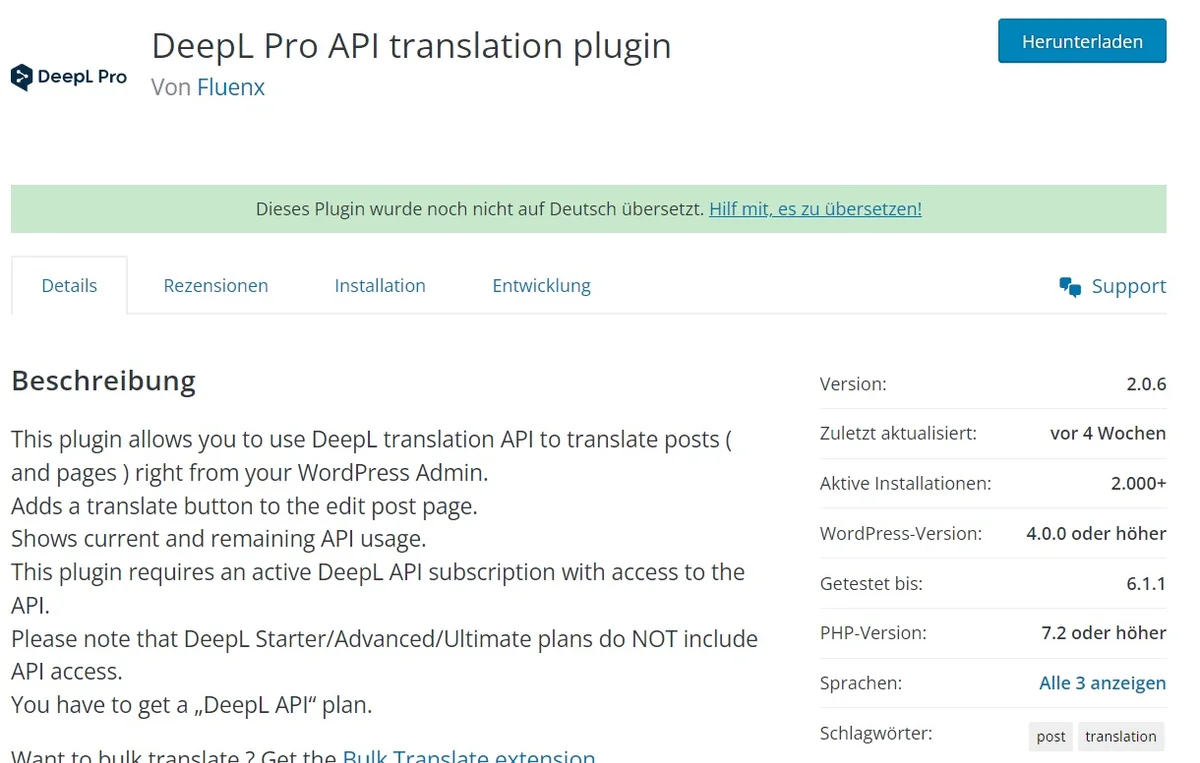 DeepL Pro API Translation Plugin