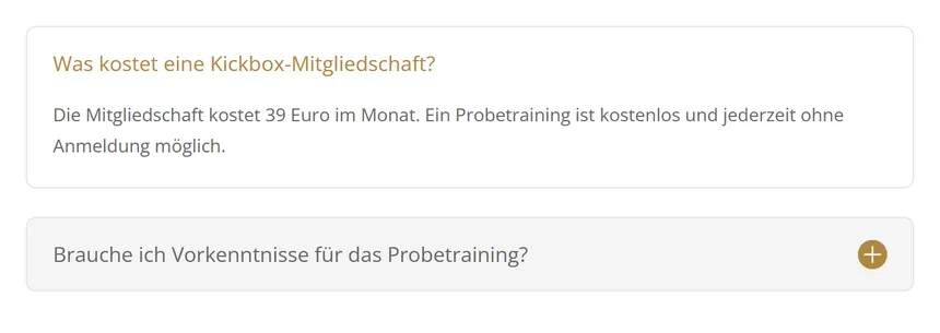 Divi 5 Akkordeon gestylt: farbiges Icon, hervorgehobener offener Titel, Karten-Look