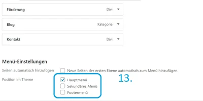 Menü als Hauptmenü festlegen
