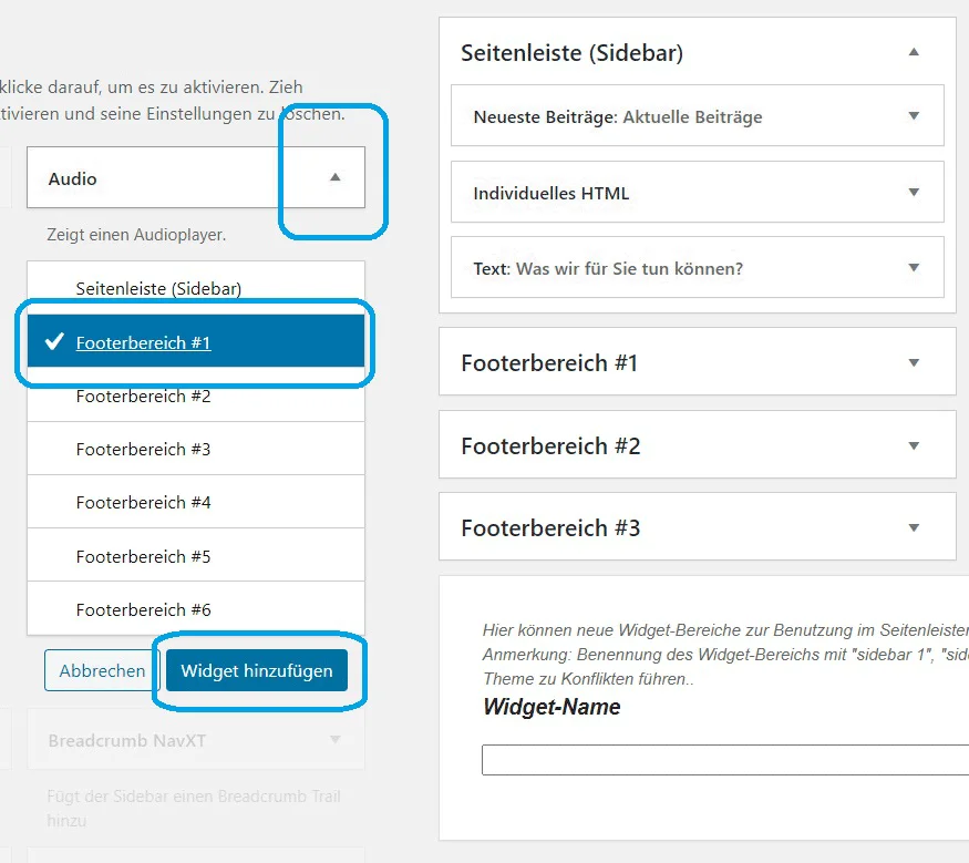 WordPress Widget hinzufügen