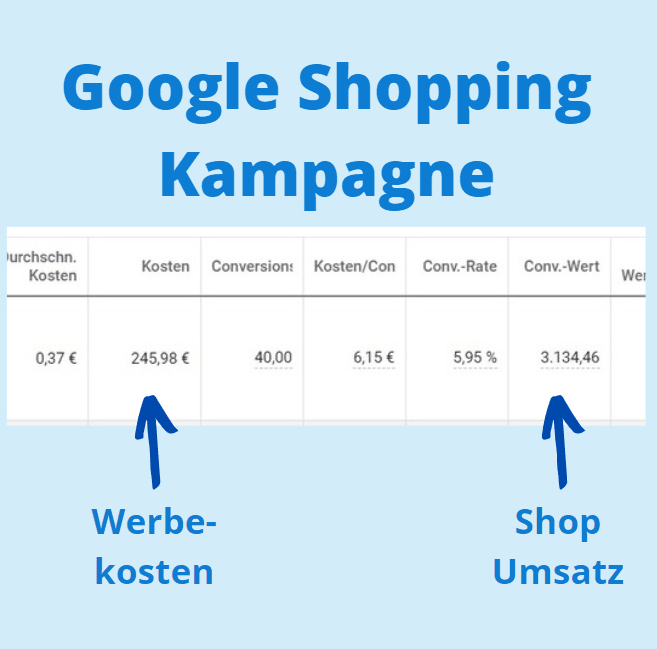 Google Shopping Kampagne Suchmaschinenmarketing Ergebnisse Umsatz insights