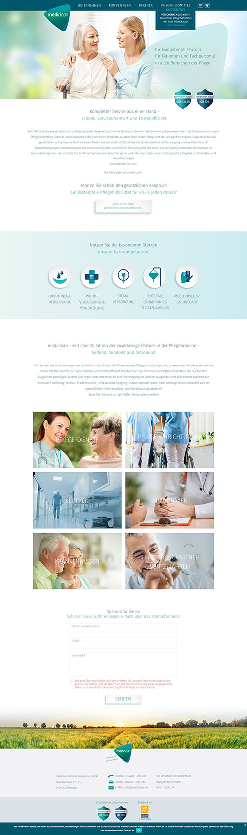 Mediclean Landing Page Unternehmenswebseite